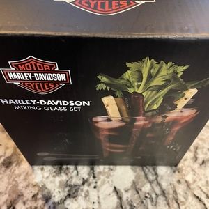 Harley Davidson Mixing Glass Set, 20oz Glasses, Metal Stir Sticks